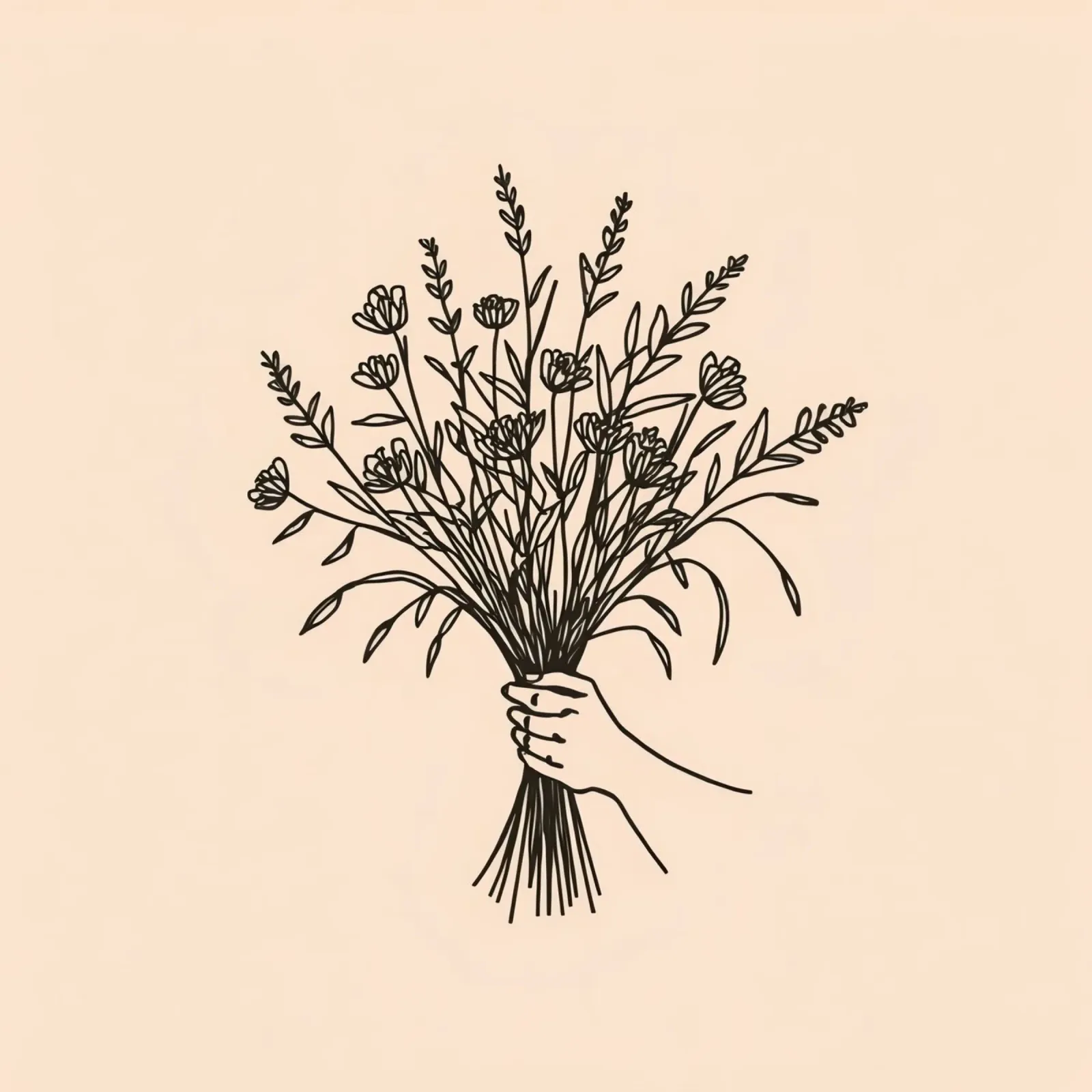 Mano che tiene un mazzo di fiori di campo, composizione elegante pellicola backlit da DesignDoodle