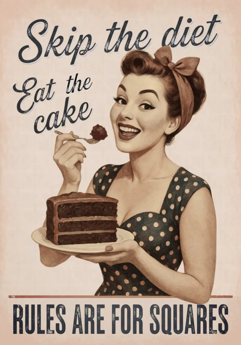 Skip the diet, eat the cake. Rules are for Squares Vintage hahnemühle by Hecate Pim Designs