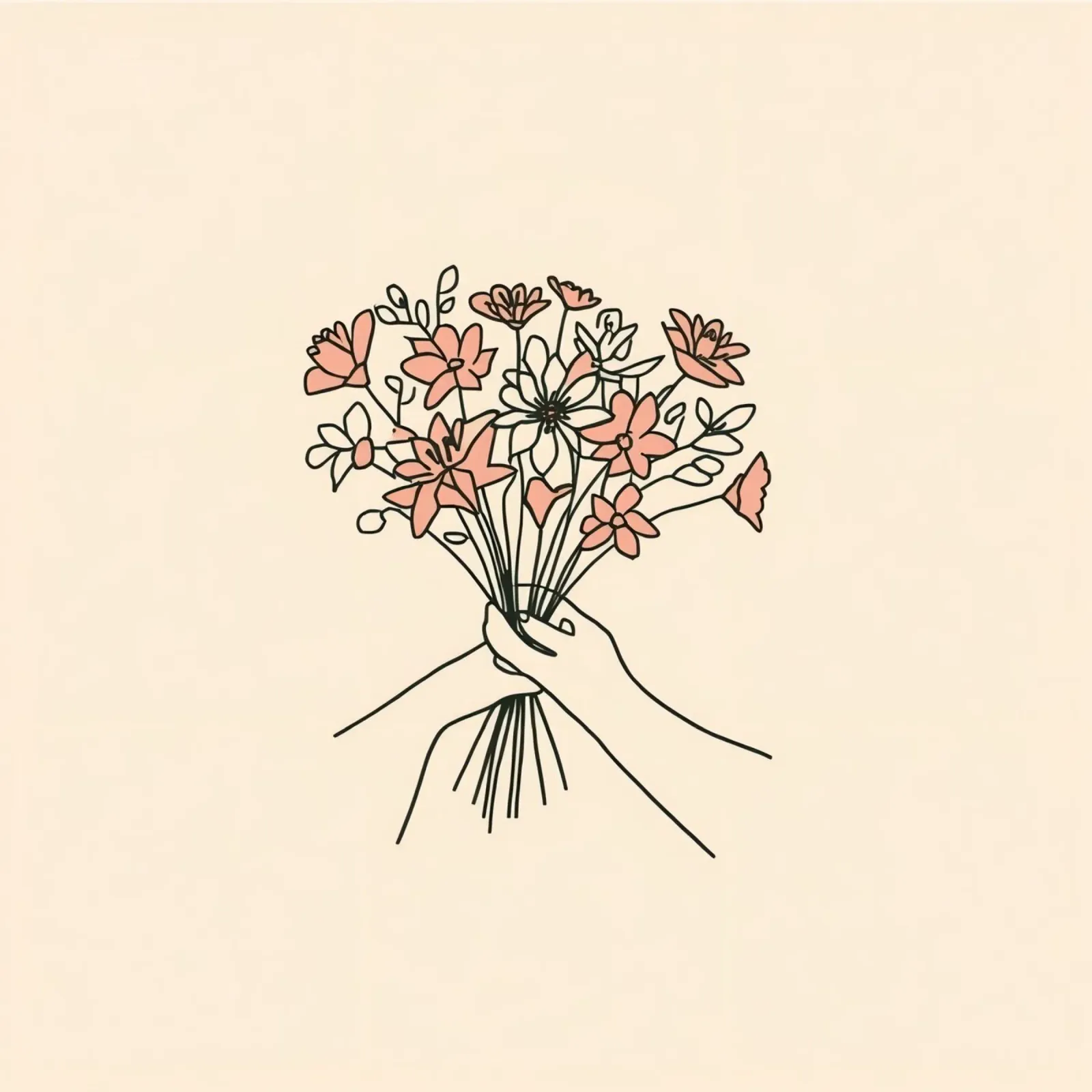 Mani che tengono un bouquet di fiori pellicola backlit da DesignDoodle