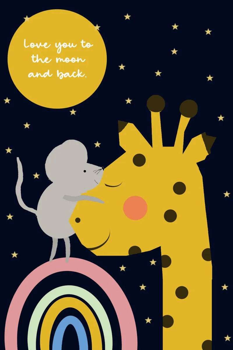 Love you to the moon and back - Giraffe und Maus acrylic glass by maramirage