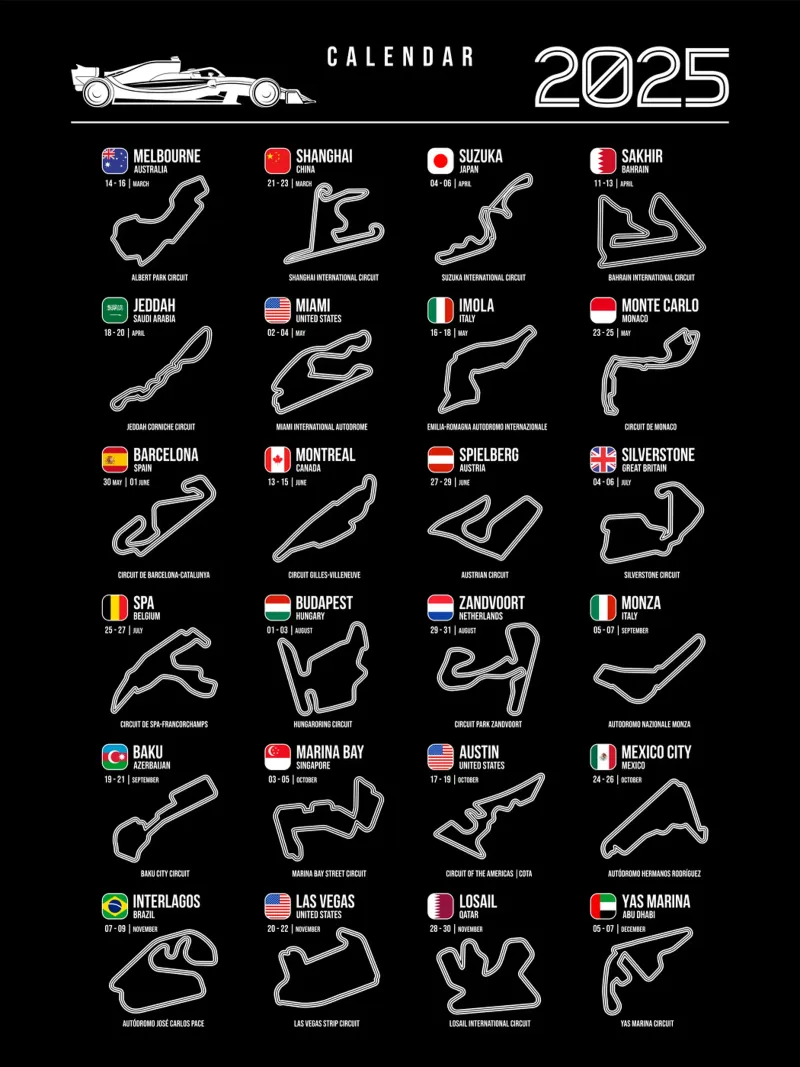 Programma Auto di Formula 2025 B&N alluminio dibond da Mariel Toigo
