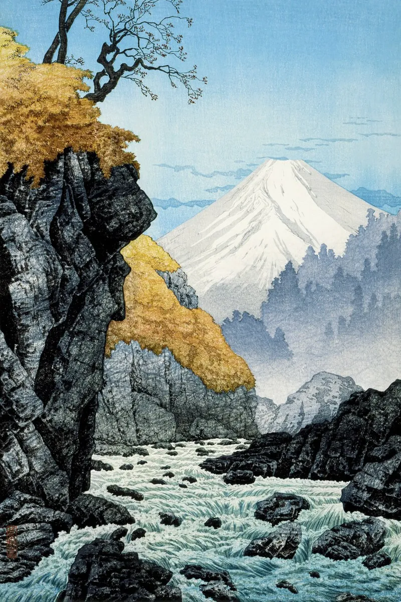 Voet van de berg Ashitaka (1932) door Hiroaki Takahashi, aluminium-dibond van Art History