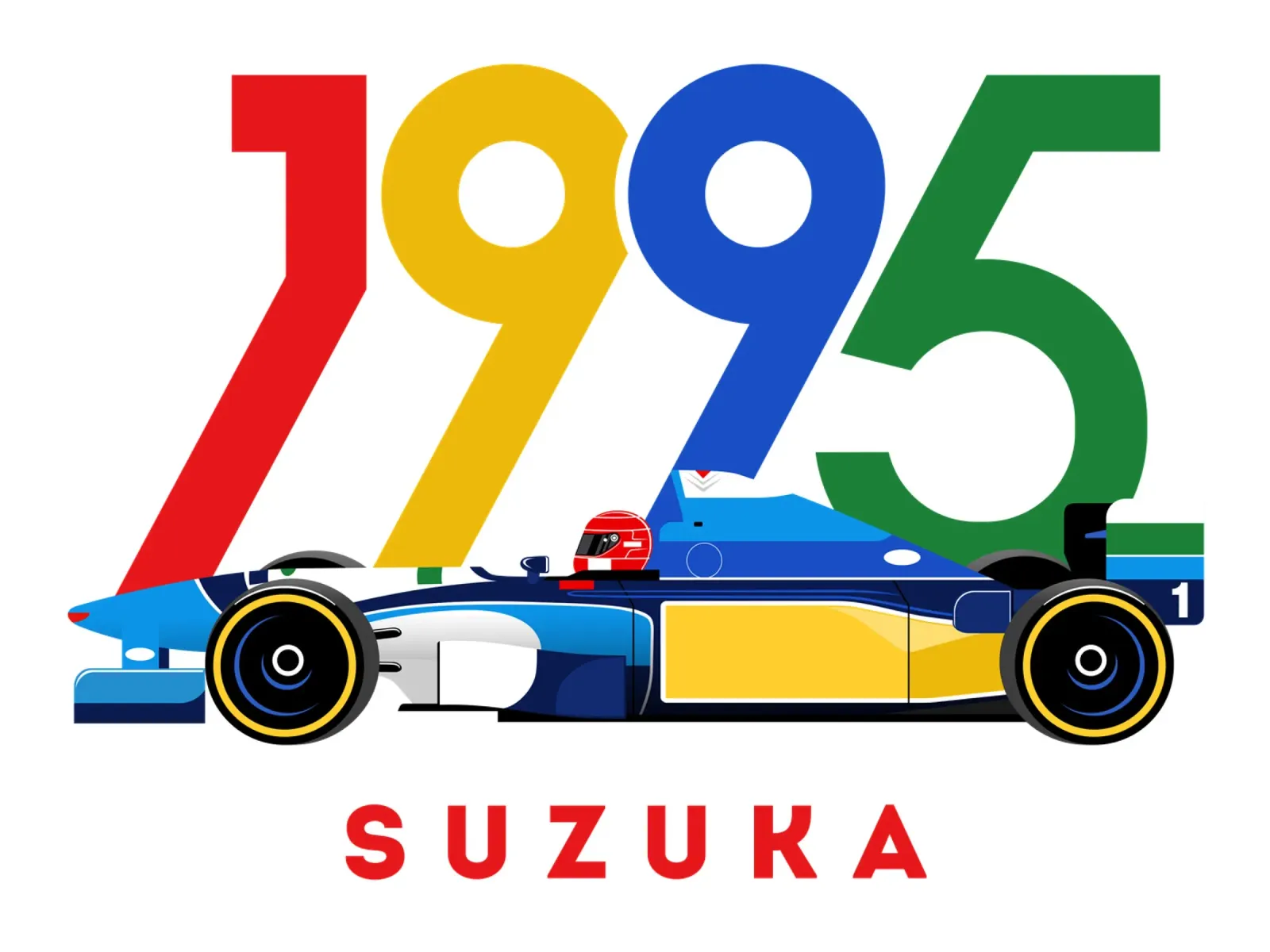 Schumi Suzuka 1995 poster with aluminum frame by Mariel Toigo