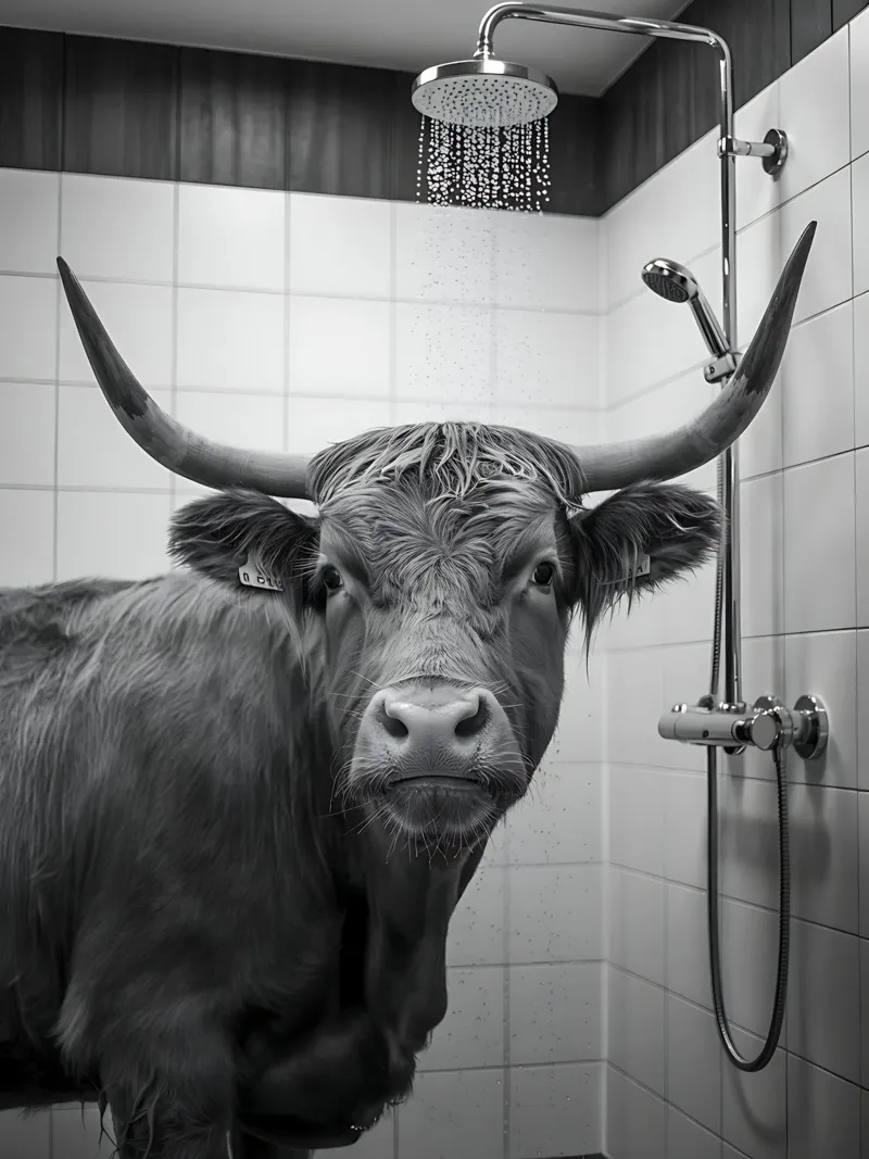 Mucca scozzese in bagno pellicola backlit da Plain Thoughts
