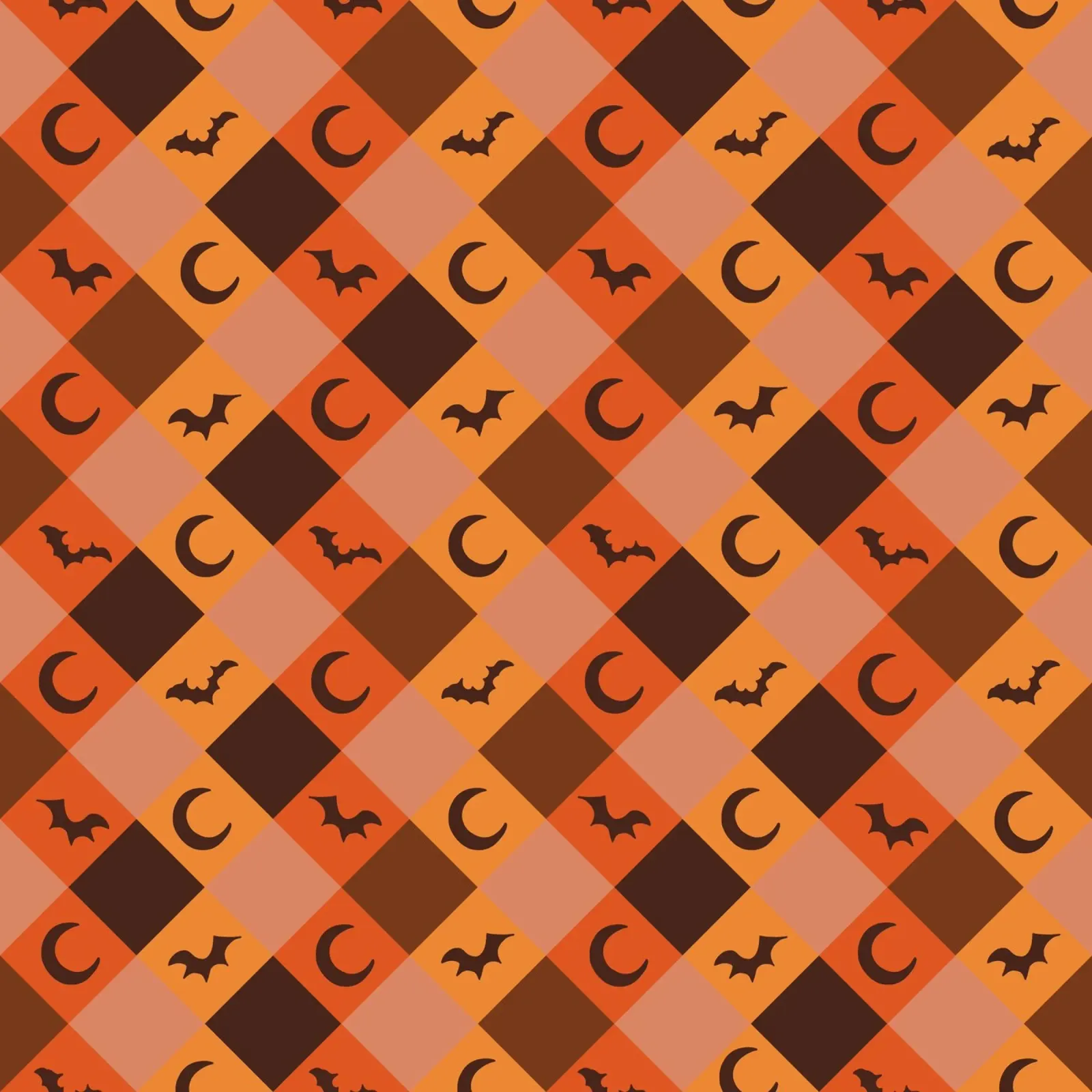 Pumpkin with plaid pattern bats and moon canvas by gulsengunel