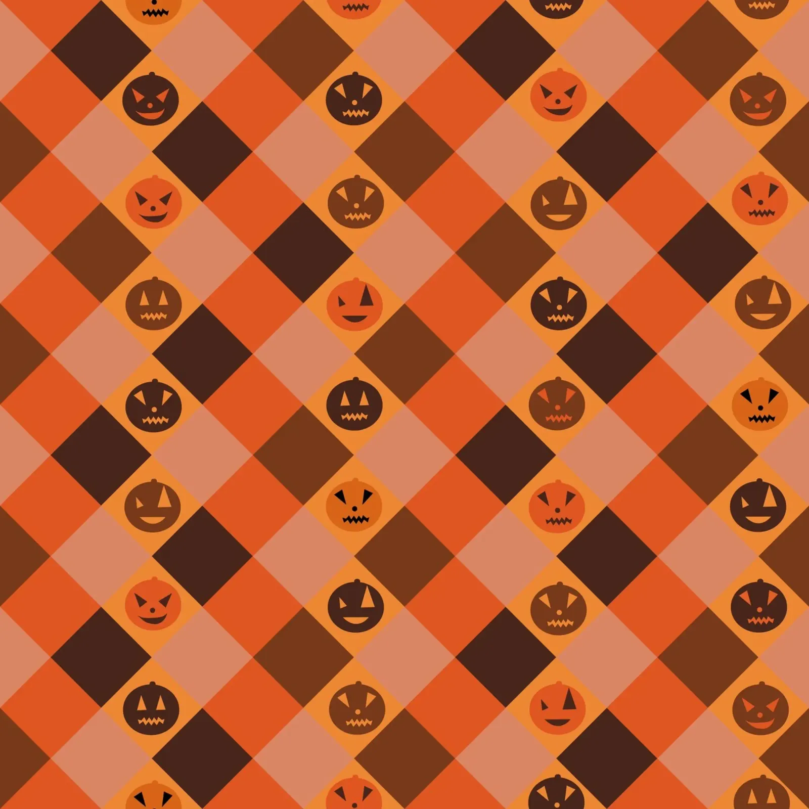 Pumpkin with plaid pattern canvas with Floater frame by gulsengunel