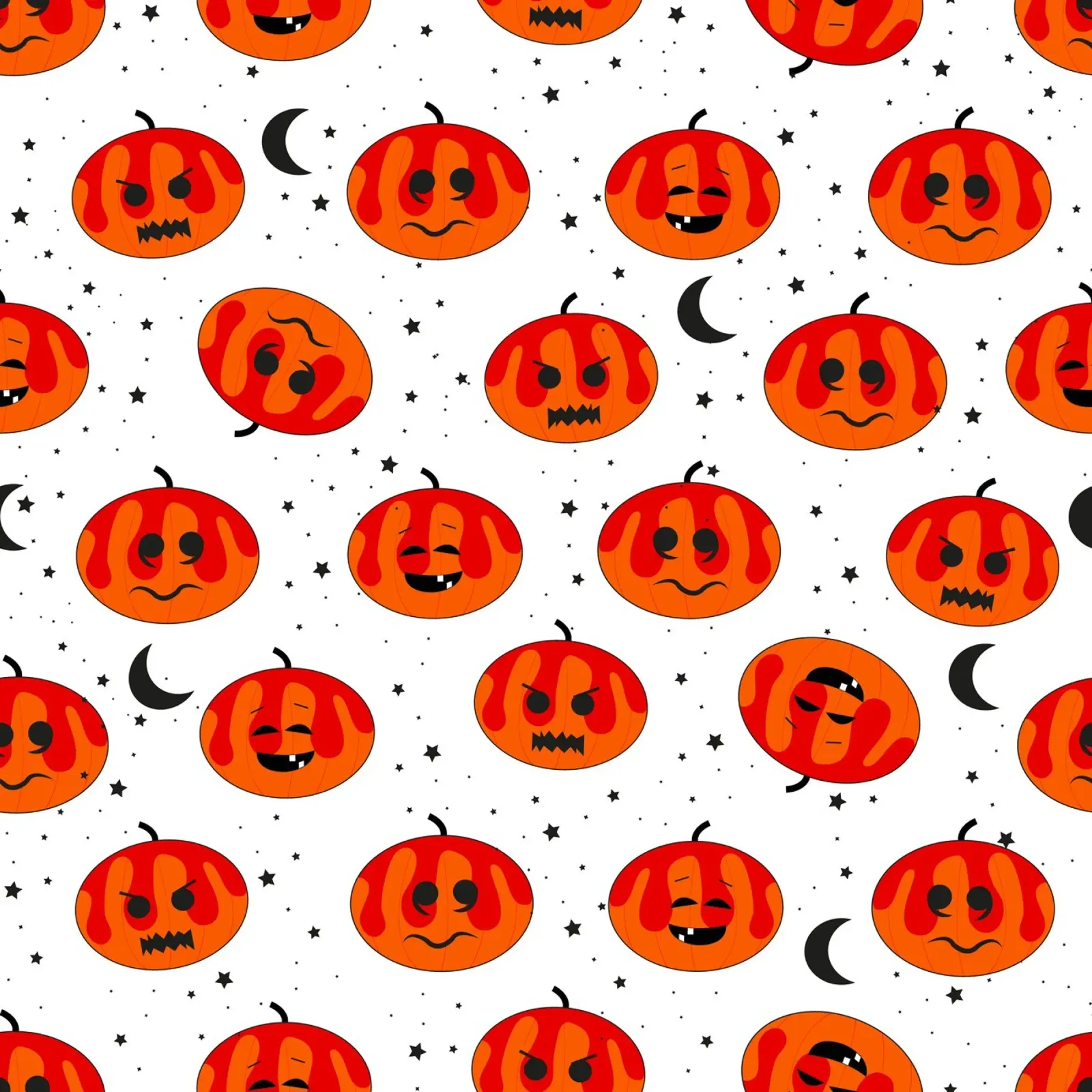 Pumpkins seamless fabric design pattern with moon and stars hahnemühle by gulsengunel