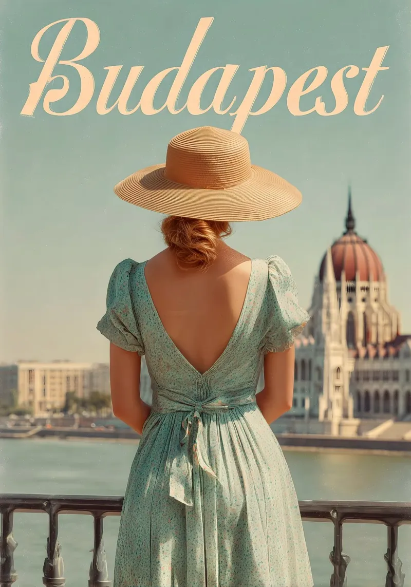 Budapest vintage art canvas by Vintage Travel Art