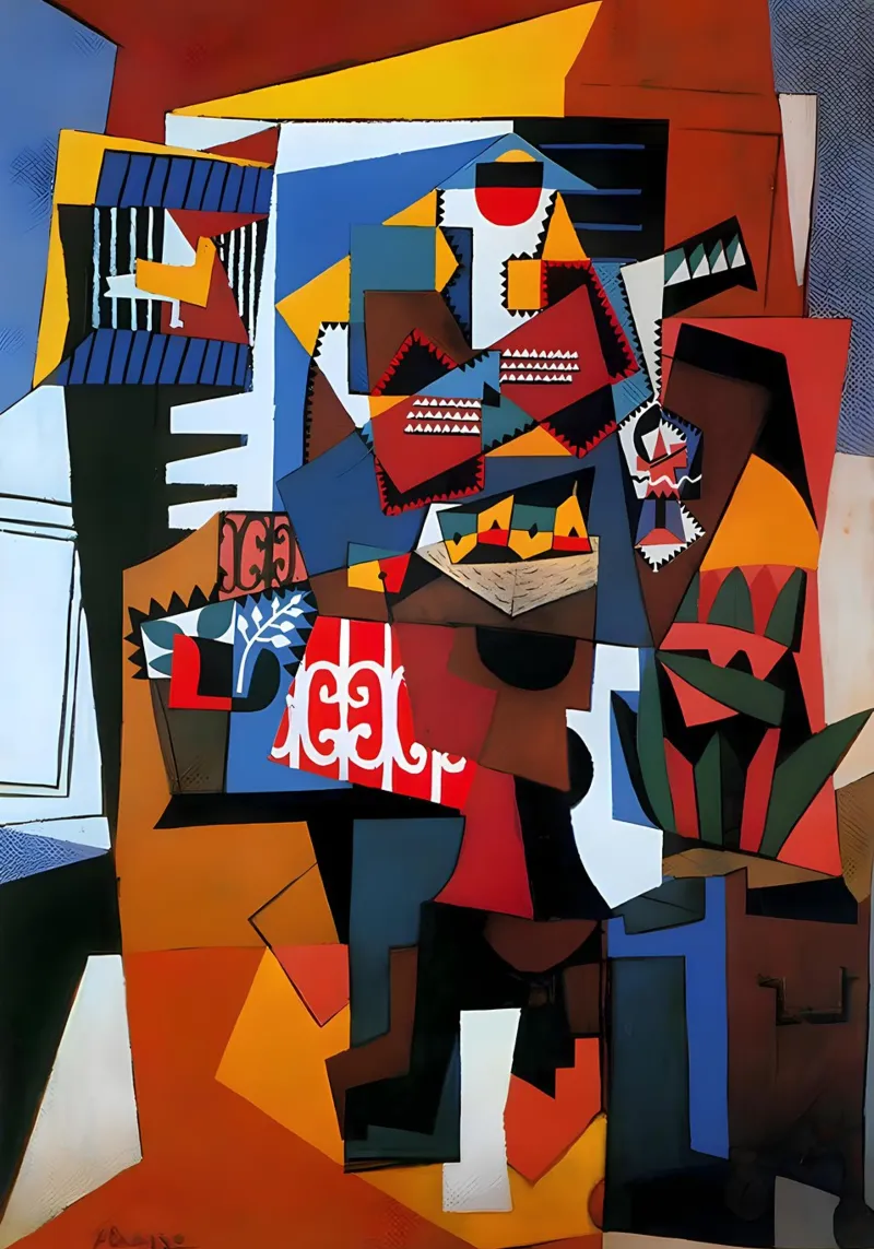 Picasso Inspired Still Life - Dynamic Cubist Art Print hahnemühle by homdeco