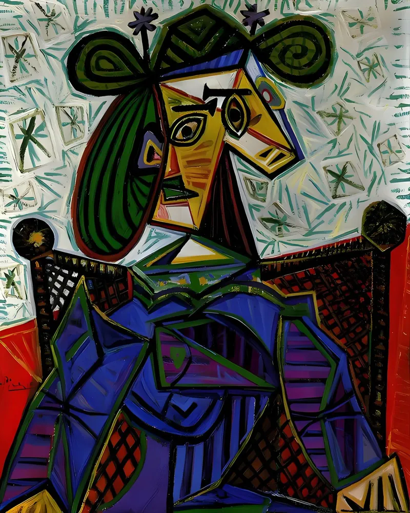 Donna con cappello ispirata a Picasso - Ritratto cubista iconico carta hahnemühle da homdeco
