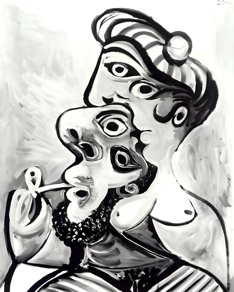 Ritratto astratto in bianco e nero ispirato a Picasso poster da homdeco