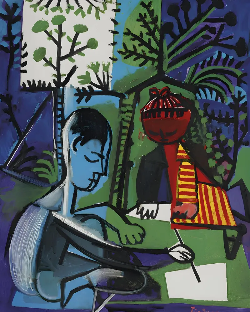 Figure nella natura ispirate a Picasso - Audace scena cubista pellicola backlit da homdeco