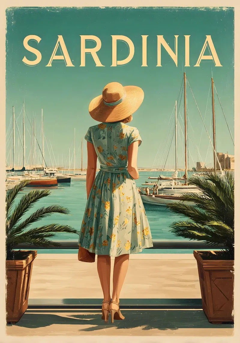 Sardinia vintage travel poster poster with aluminum frame by Vintage Travel Art