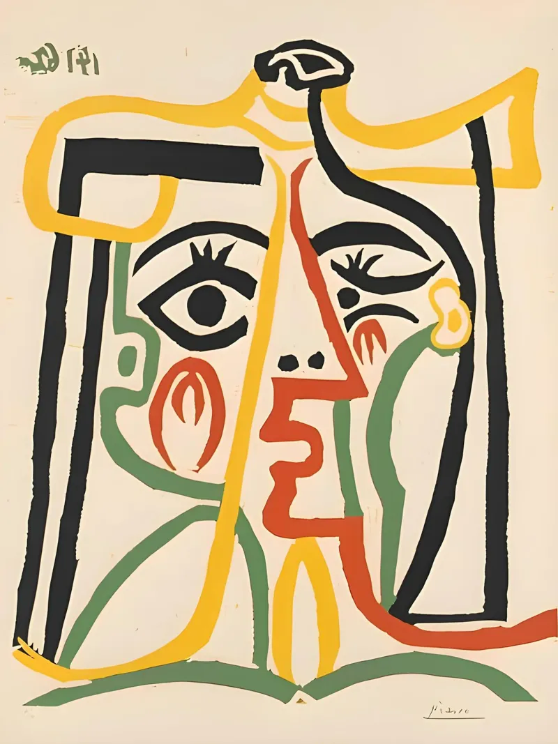 Volto astratto di Picasso - Linee e colori in grassetto Stampa pellicola backlit da homdeco