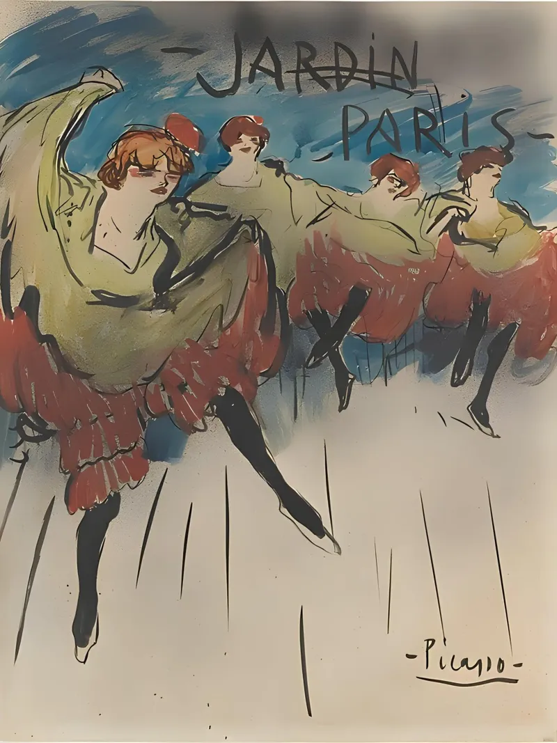 Ballerine di Picasso Jardin de Paris - Poster d'epoca per cabaret poster con telaio in alluminio da homdeco
