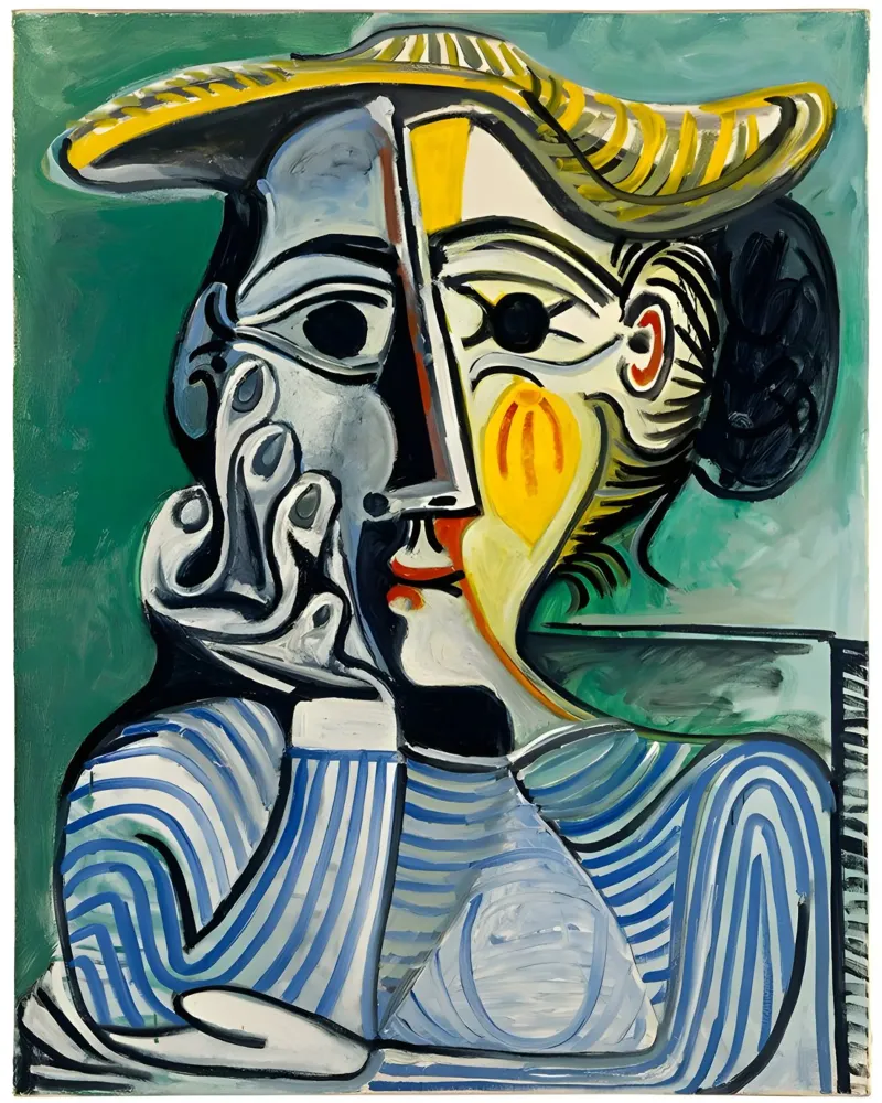 Donna con cappello ispirata a Picasso - Ritratto cubista iconico pellicola backlit da homdeco