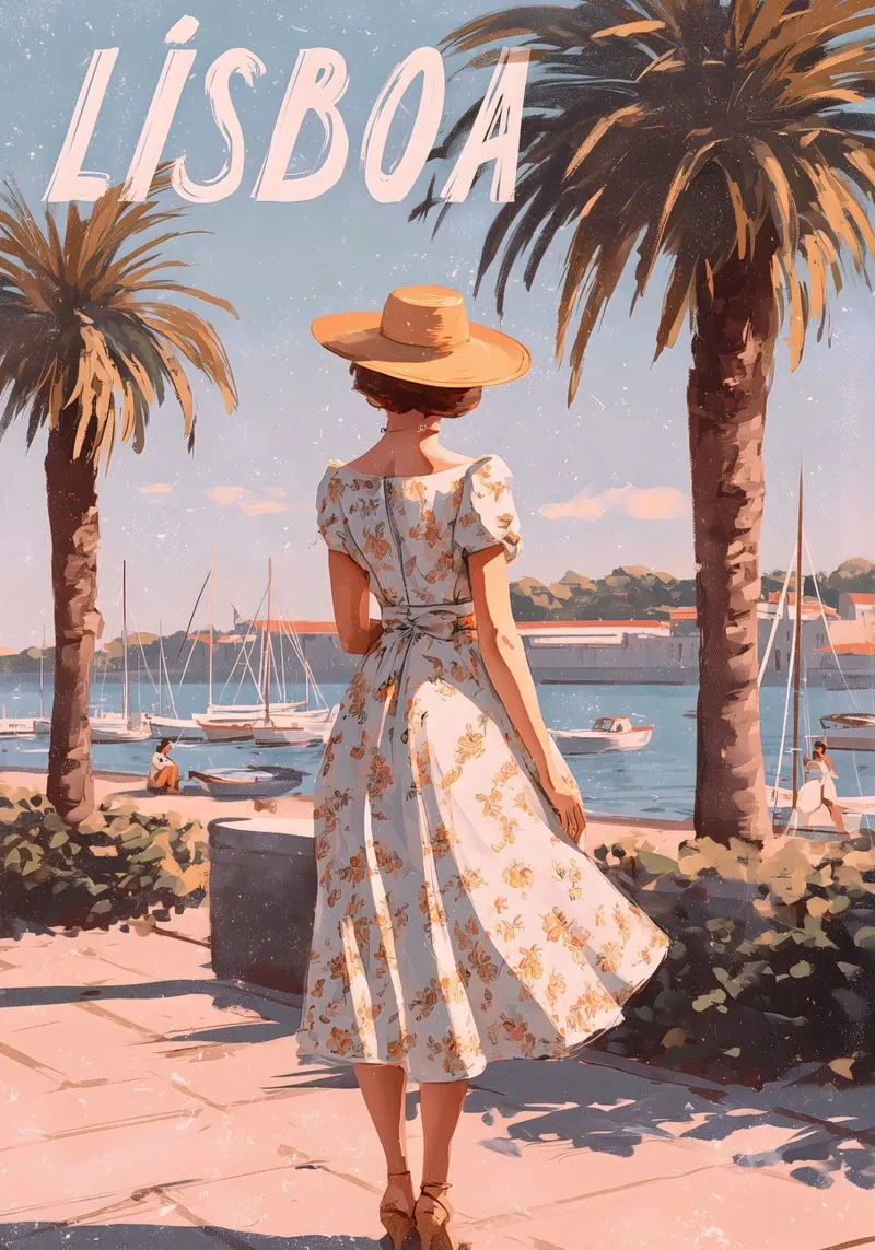 Lisbon vintage art canvas by Vintage Travel Art
