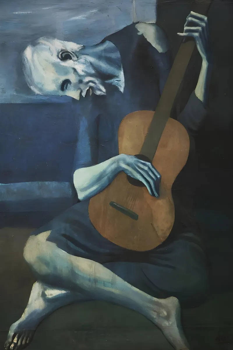 Picasso vieux guitariste aveugle - Chef-d'oeuvre de la période bleue poster de homdeco