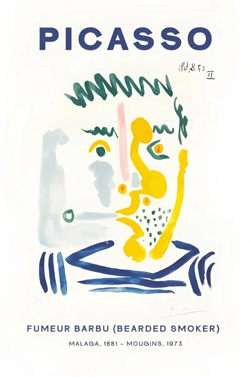 Picasso Bearded Smoker - Abstract Expressionist Print canvas by homdeco