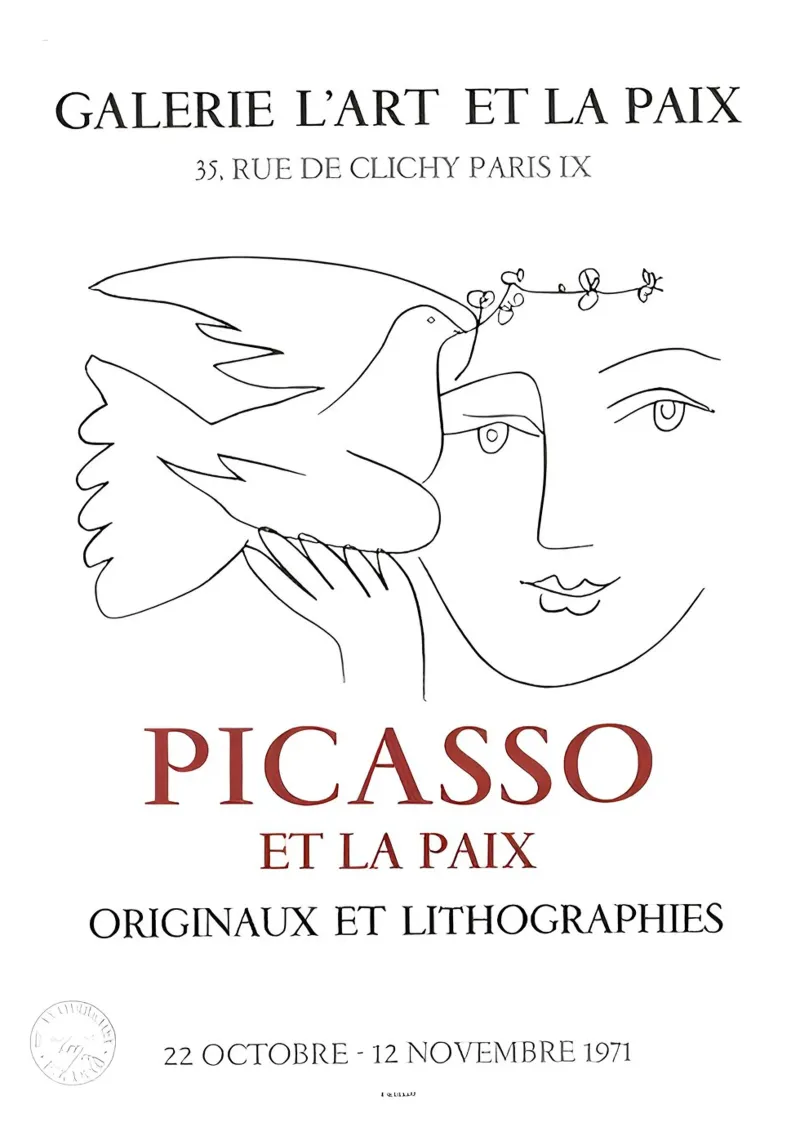 Picasso Colomba e donna della pace - Galleria d'Arte e Pace 1971 poster da homdeco