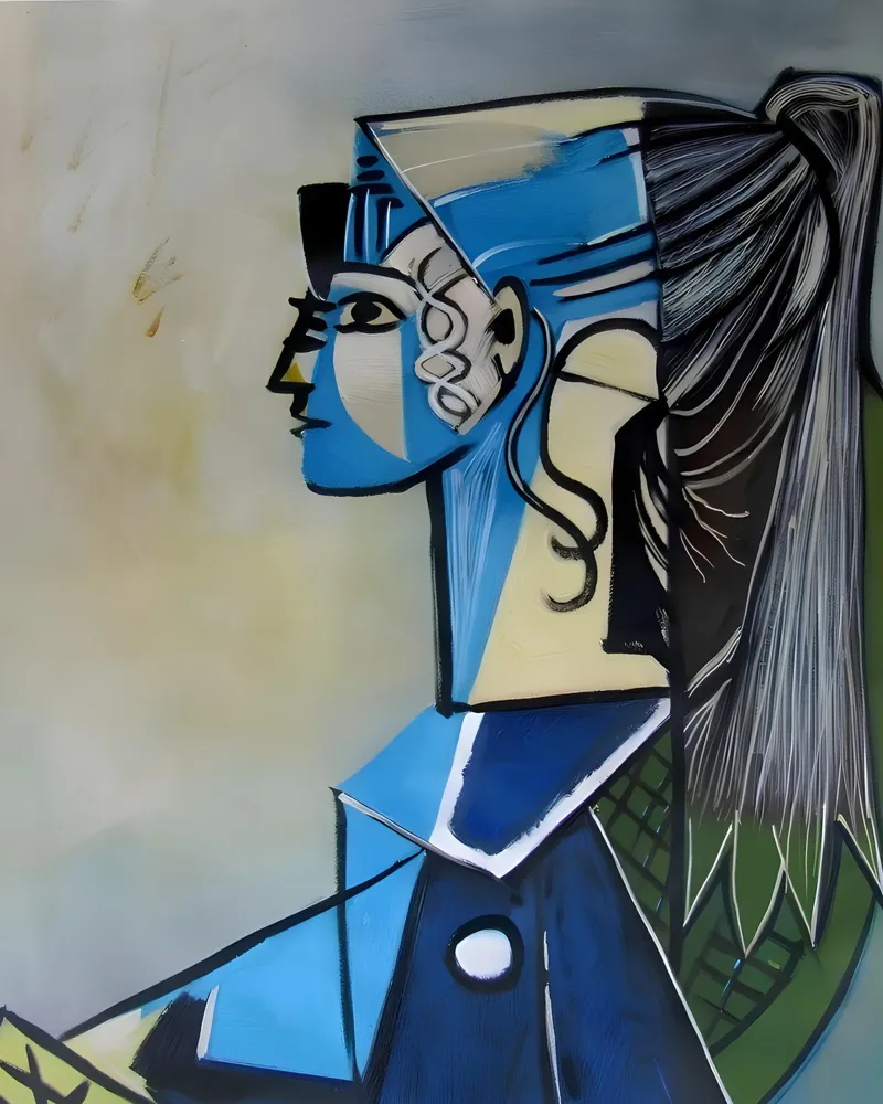 Profilo di donna ispirato a Picasso - Ritratto astratto geometrico pellicola backlit da homdeco