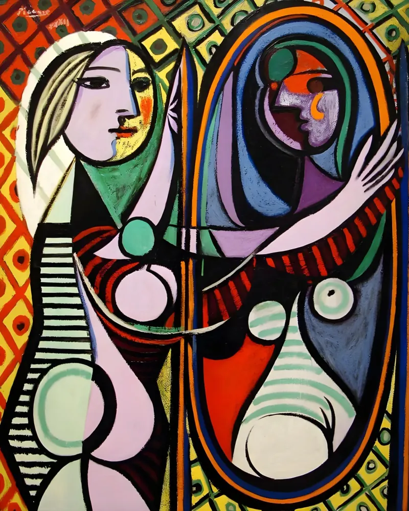 Femme devant le miroir inspirée par Picasso - Portrait cubiste hahnemühle de homdeco