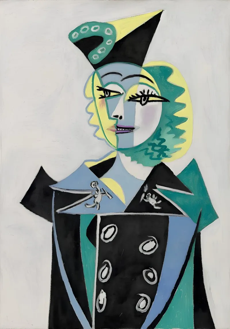 Donna con cappello ispirata a Picasso - Audace ritratto cubista pellicola backlit da homdeco