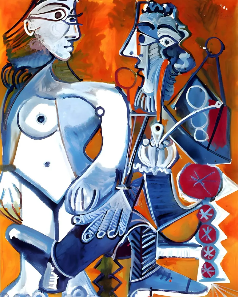 Figure ispirate a Picasso - Duo cubista vibrante poster da homdeco