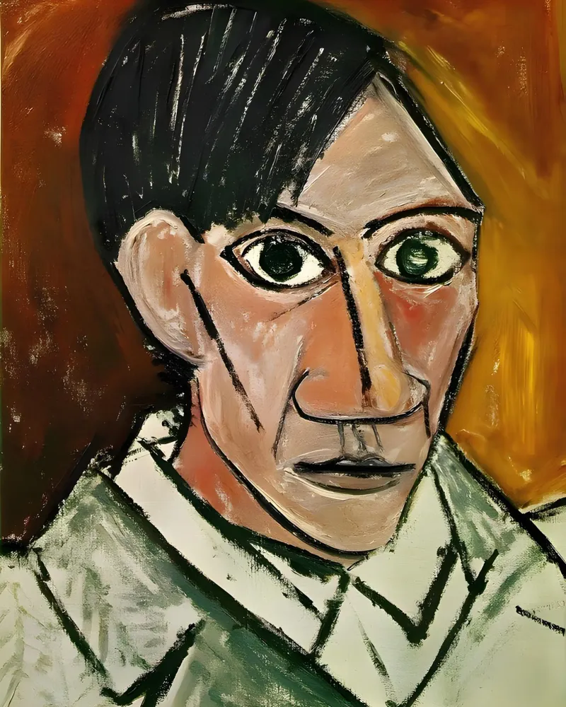Picasso Self-Portrait, Bold Cubist Expressionism Art Print canvas by homdeco