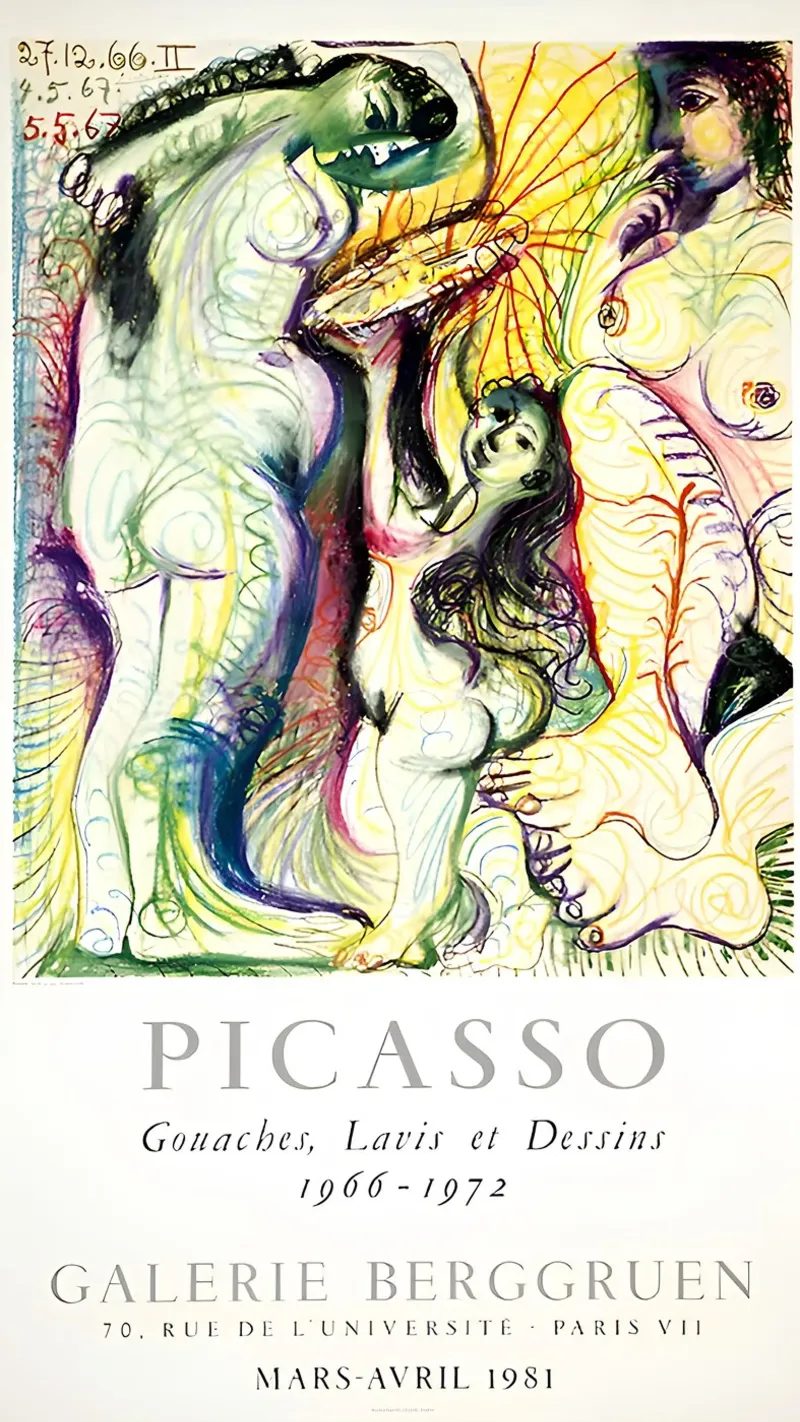 Gouaches, lavaggi e disegni di Picasso 1966-1972 Poster poster con telaio in legno da homdeco