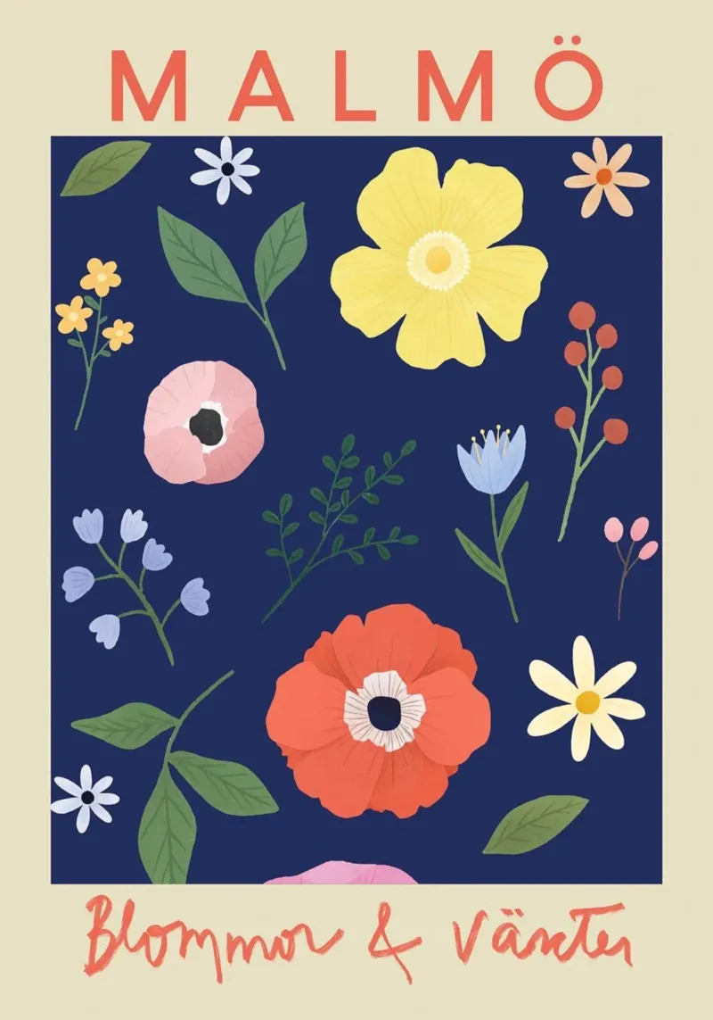 Fiori e piante di Malmö Stampa floreale svedese poster con telaio in alluminio da homdeco