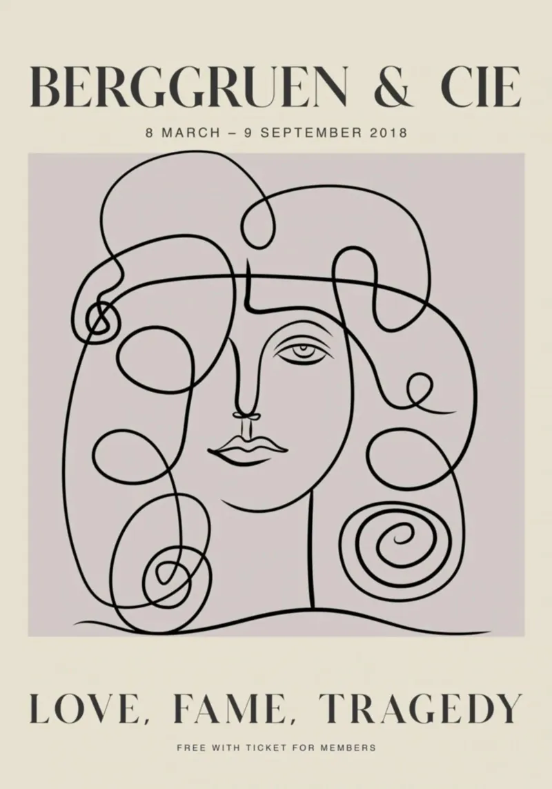 Berggruen & Cie Amore Fama Tragedia Line Art poster con telaio in legno da homdeco