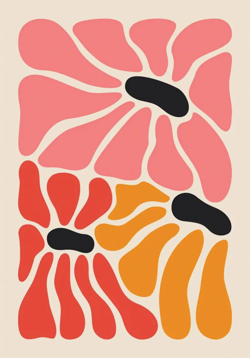 Abstract Bloemblaadjes Pop Art Floral Print canvas van homdeco
