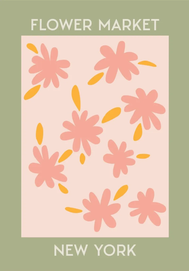Mercato dei fiori di New York Fiore rosa astratto carta hahnemühle da homdeco