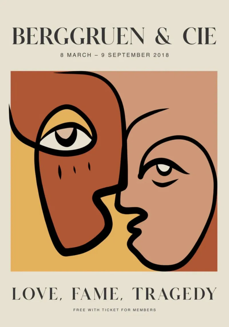 Berggruen & Cie Volti astratti Amore Fama Tragedia poster con telaio in legno da homdeco