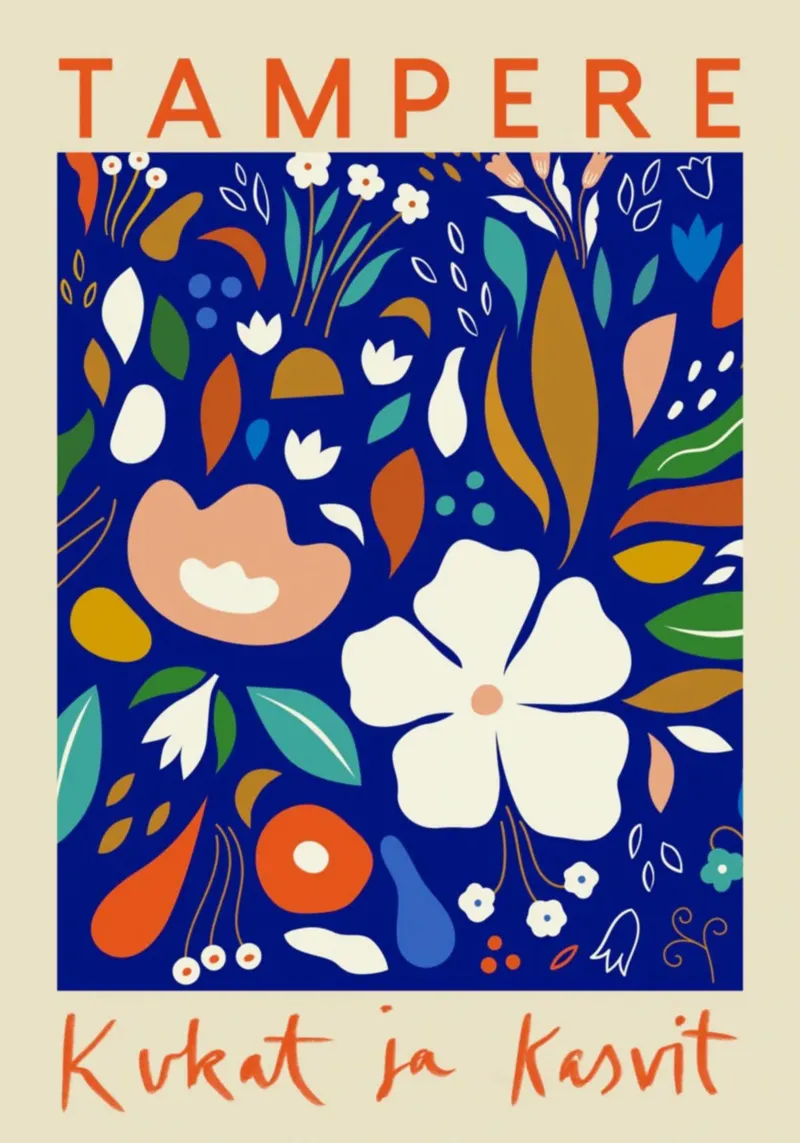 Fiori e piante di Tampere Stampa floreale nordica tela con Cornice a cassetta da homdeco