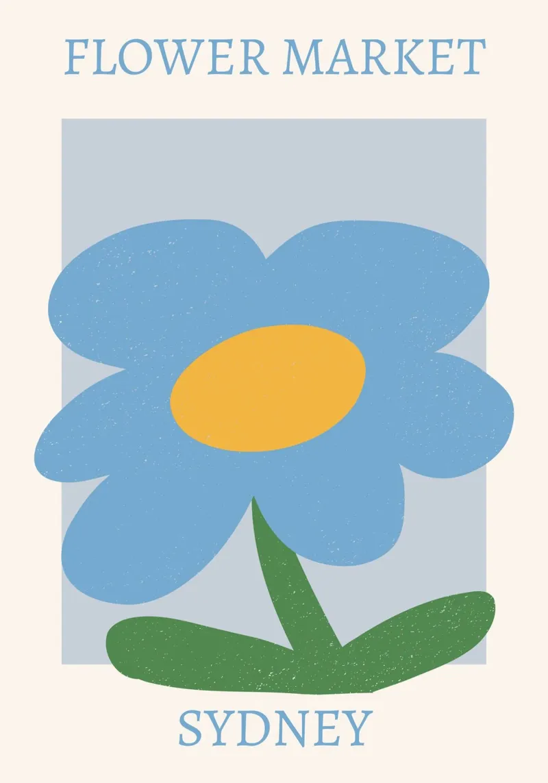 Mercado de flores de Sídney Impresión abstracta de flores azules poster de homdeco