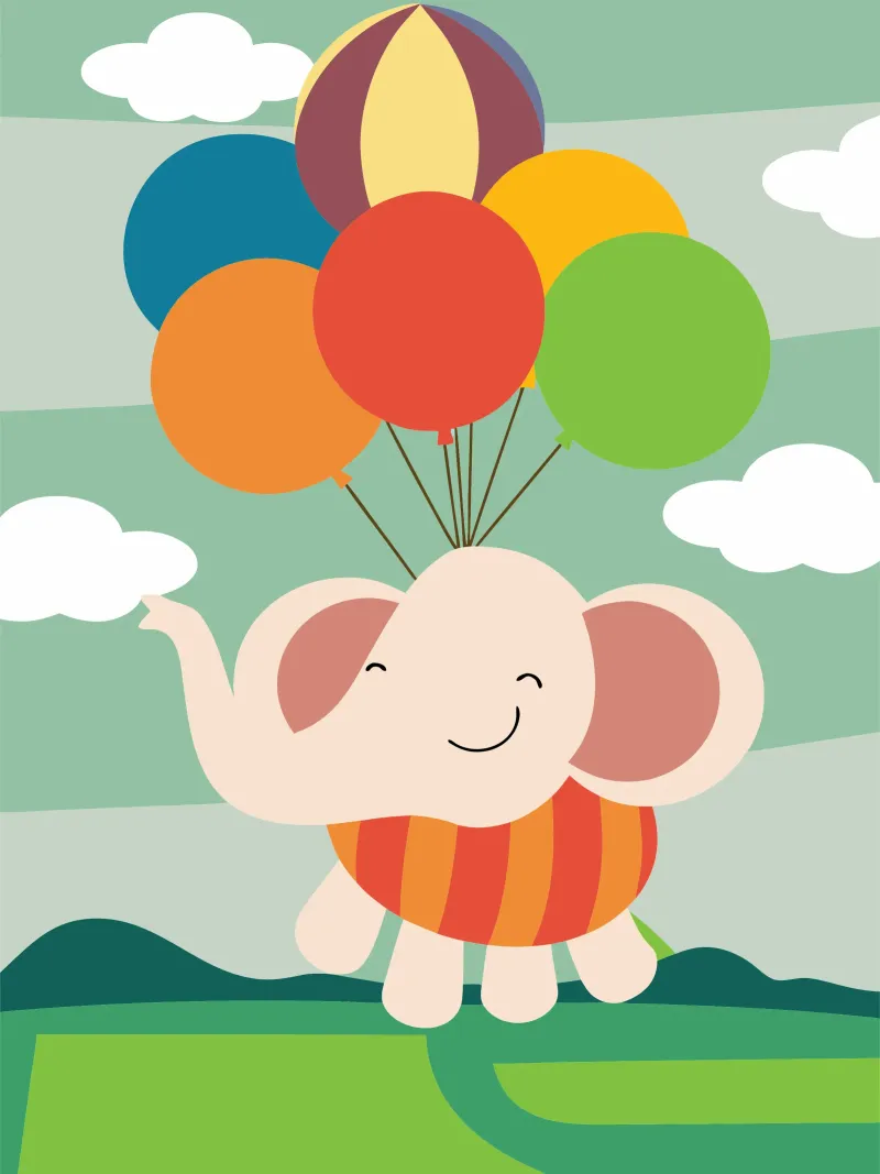 L'elefante vola con i palloncini pellicola backlit da CUTE ANIMALS