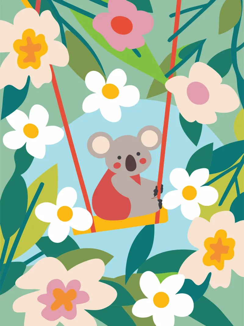 Koala e fiori tela con Cornice a cassetta da CUTE ANIMALS