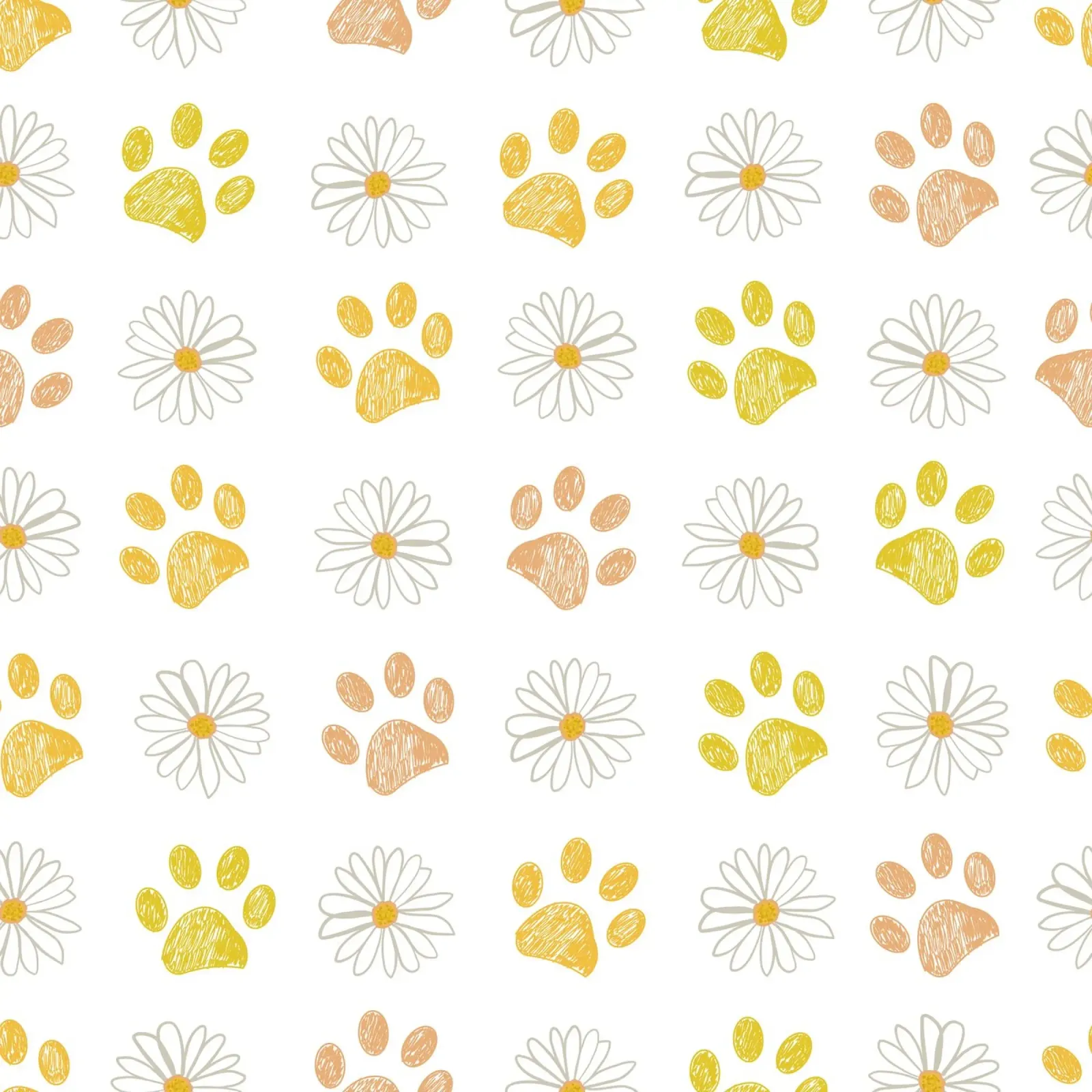 Gänseblümchen und Doodle-Pfotenabdrücke Leinwand von gulsengunel