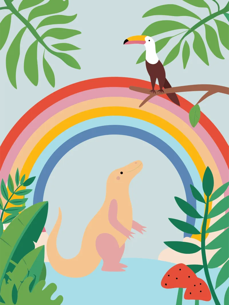 Draghi di Komodo e uccelli poster da CUTE ANIMALS