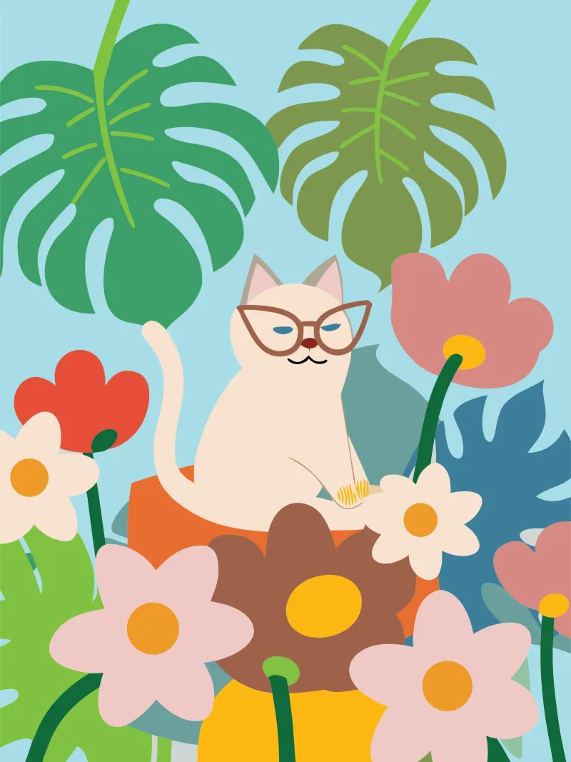 Gatti e fiori poster da CUTE ANIMALS