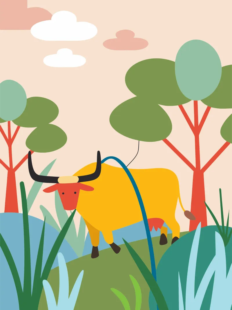 Bufalo tra i fiori poster da CUTE ANIMALS