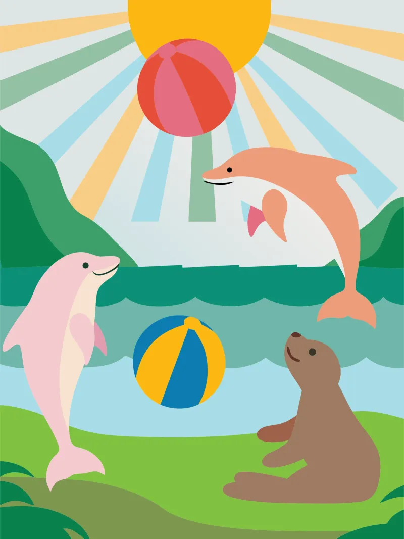 I Delfini giocano poster da CUTE ANIMALS