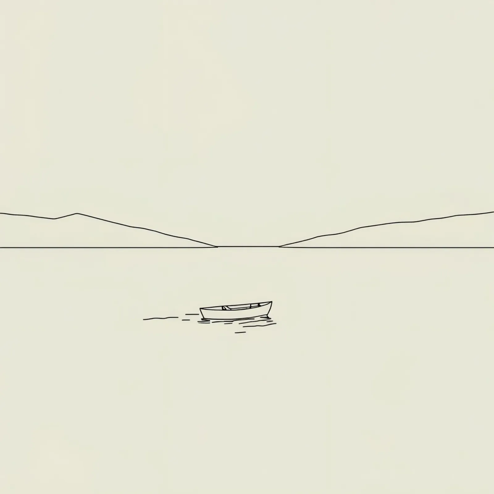 Calm waters reflect distant mountains with a lone boat float canvas by DesignDoodle