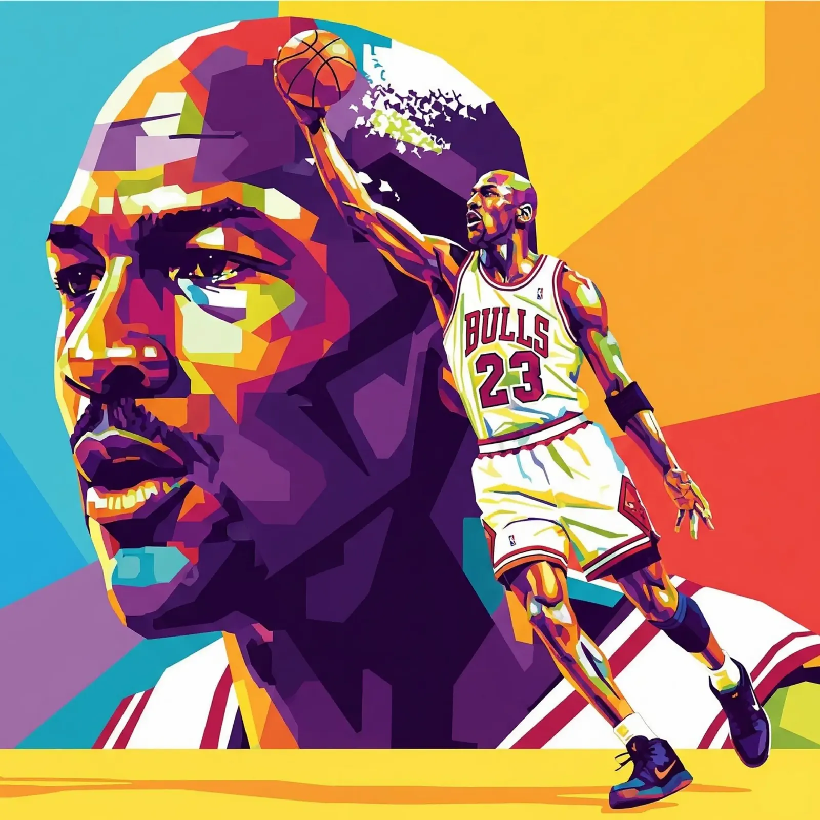 Michael Jordan in WPAP art style alluminio dibond da Hantamrata
