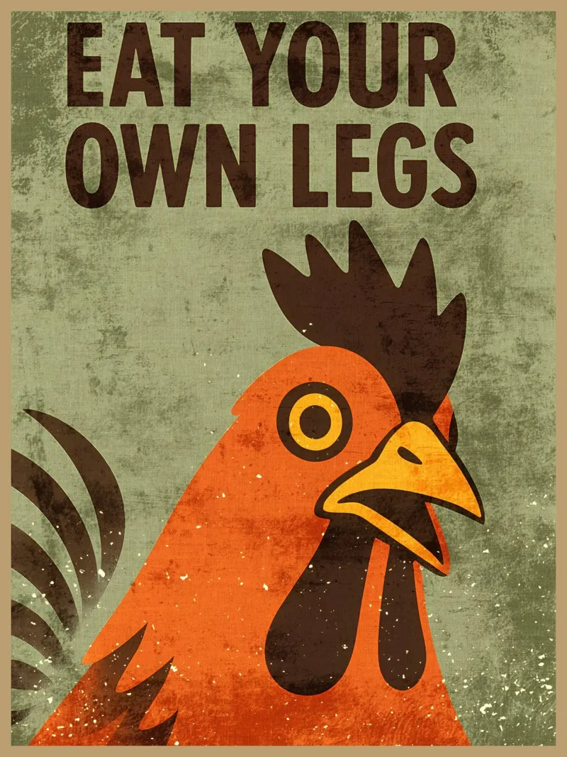 Mangiare le proprie gambe Arte in cucina carta hahnemühle da Drew Studio