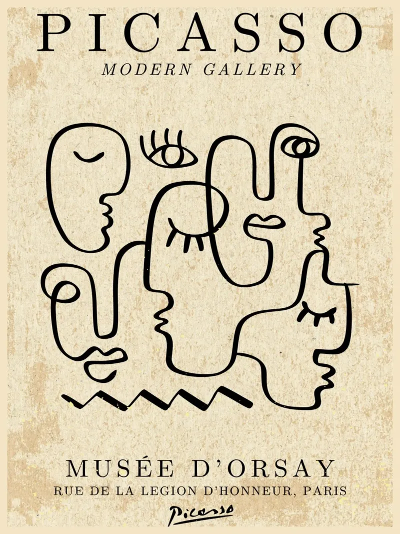 Picasso Line Art Print alluminio dibond da Andrew S Morrison