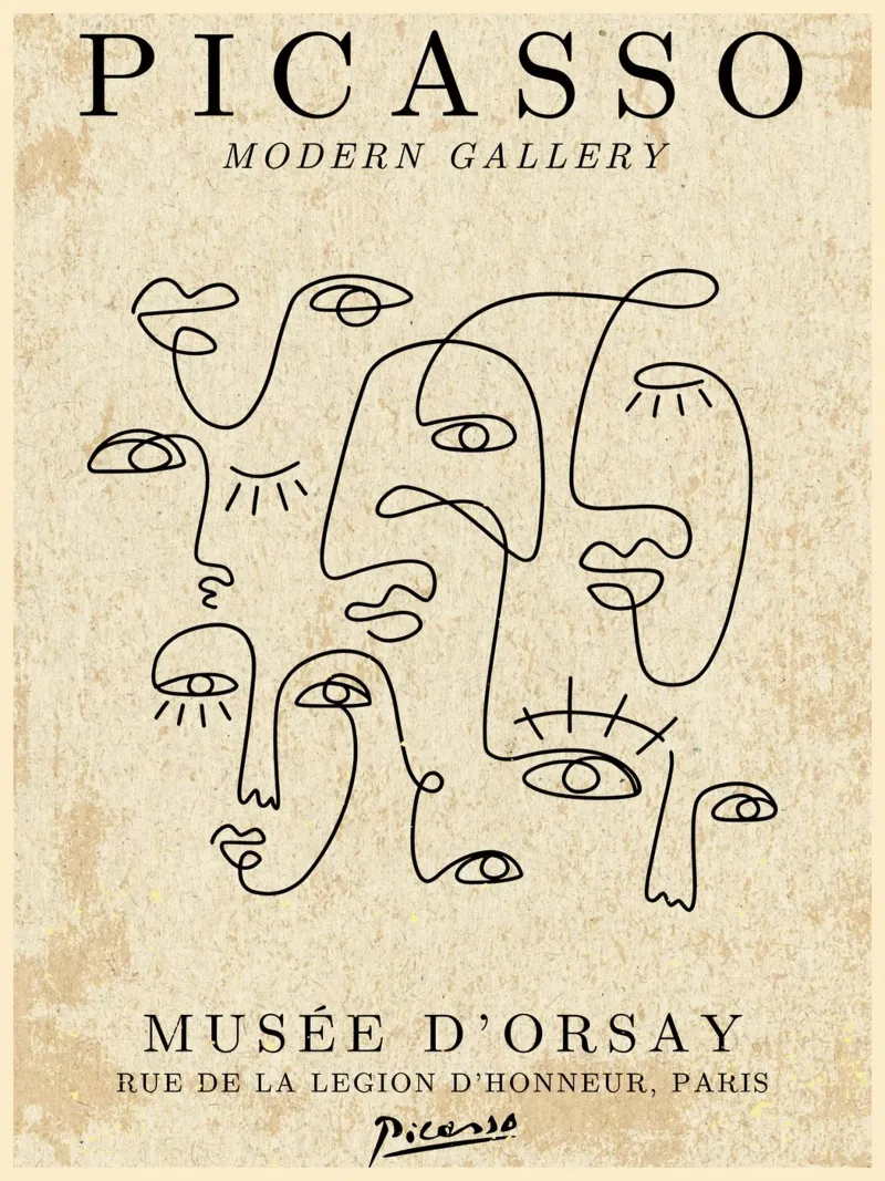 Picasso Line Art Faces plexiglass da Andrew S Morrison