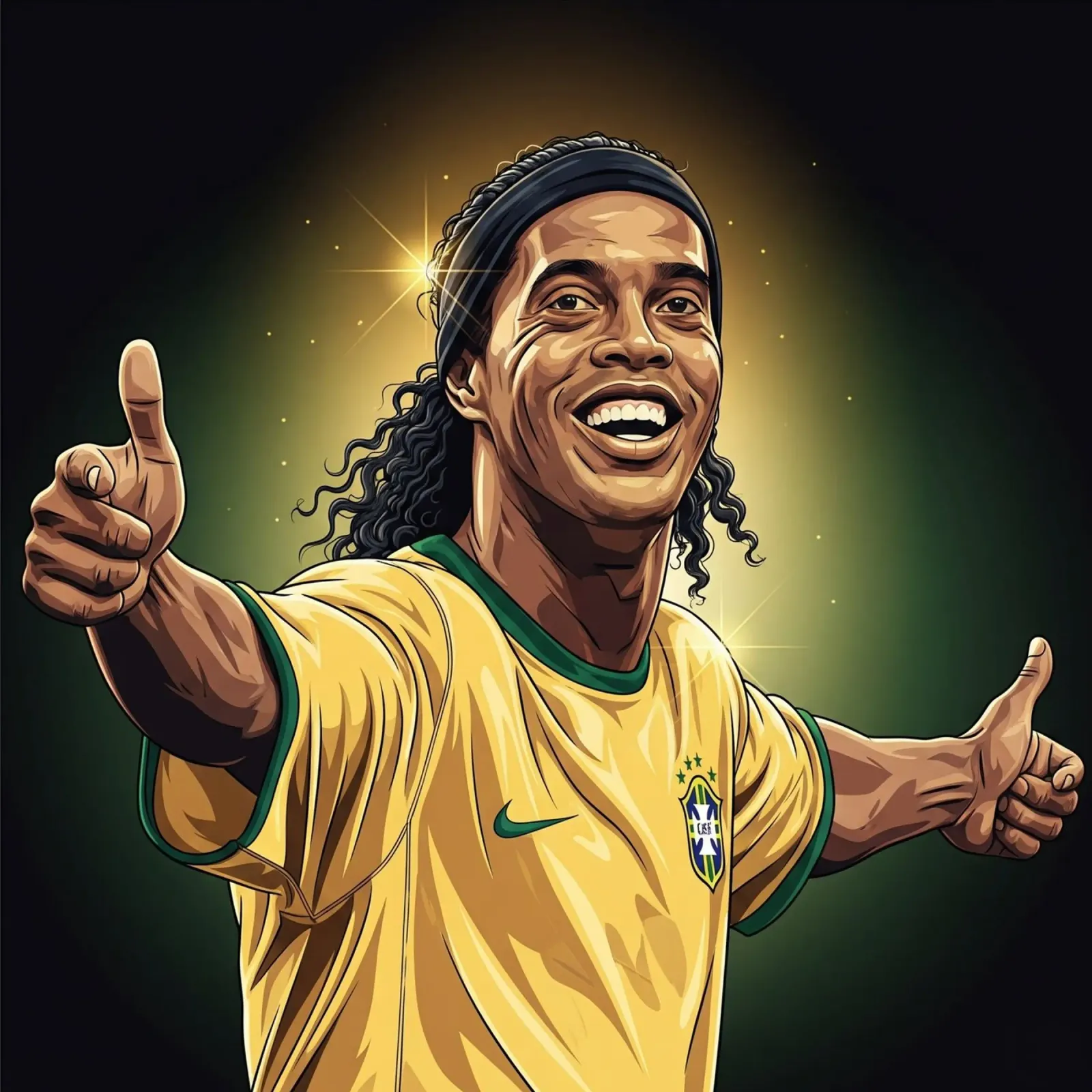 Ronaldinho with iconic smile pellicola backlit da Lembayung art